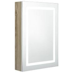 Greatstore LED koupelnová skřínka se zrcadlem bílá a dub 50 x 13 x 70 cm
