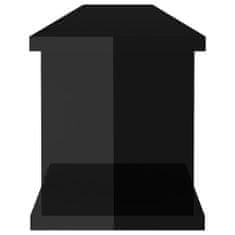Greatstore Nástěnné police 2 ks černé vysoký lesk 105x18x20 cm dřevotříska