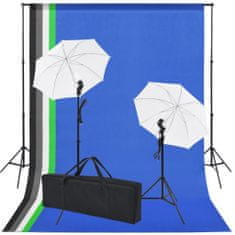 Greatstore Profesionální foto studio set: 5 barevných pozadí a 2 deštníky