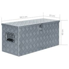 Greatstore Hliníkový box 90,5 x 35 x 40 cm stříbrný