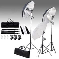 Greatstore Set studiových světel 24 wattů, se stativy a deštníky