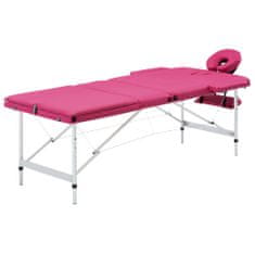 Petromila Skládací masážní stůl 3 zóny hliník růžový