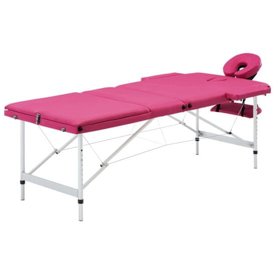 shumee Skládací masážní stůl 3 zóny hliník růžový