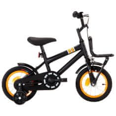 Greatstore Dětské kolo s předním nosičem 12'' černo-oranžové