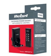 Rebel Bezdrátová zásuvka REBEL URZ1227-2 1+1, IP44 venkovní, černá