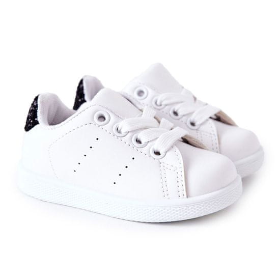 Dětská bílo-černá lesklá tenisová obuv