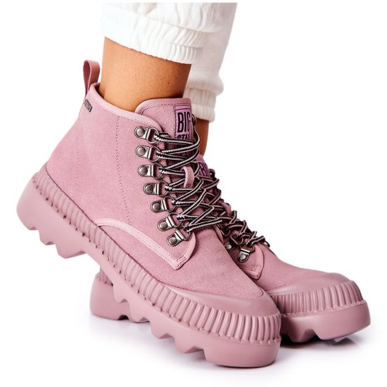 Big Star Kožené boty Trapper Boots Pink