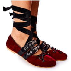 Vázané velurové baletní boty Lu Boo Maroon velikost 36