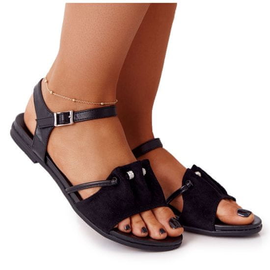 Eve Elegantní semišové sandály s flitry