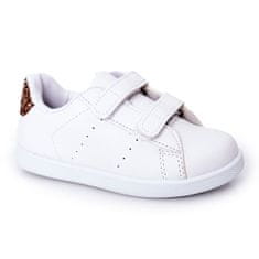 Dětská tenisová obuv na suchý zip bílo-zlatá velikost 23
