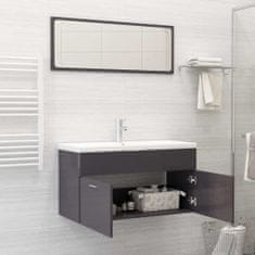Vidaxl Set koupelnového nábytku šedý s vysokým leskem dřevotříska