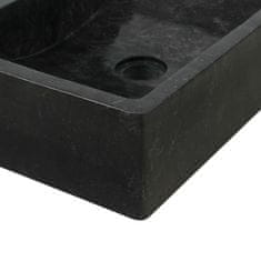 Greatstore Koupelnová skříňka masivní teak s umyvadlem mramorové černé