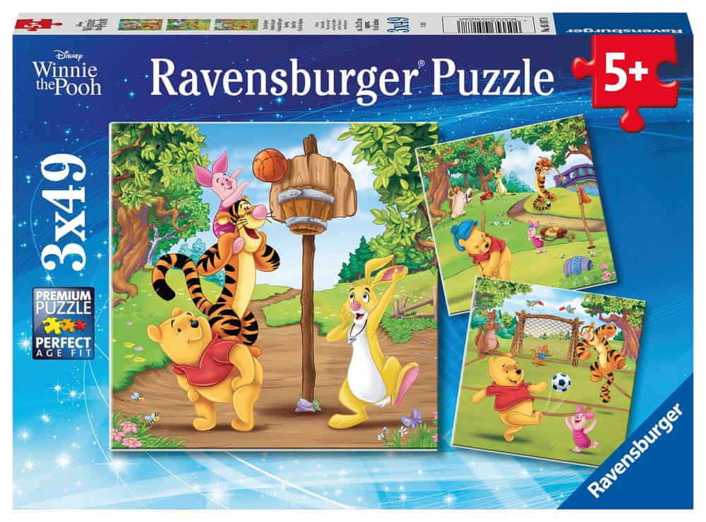 Ravensburger Disney: Medvídek Pú: Sportovní den 3x49 dílků