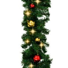 Greatstore Vánoční girlanda ozdobená baňkami a LED světýlky 5 m