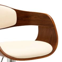 Greatstore Barové židle 2 ks krémové ohýbané dřevo a umělá kůže