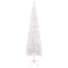Greatstore Úzký vánoční stromek s LED diodami a sadou koulí bílý 240 cm