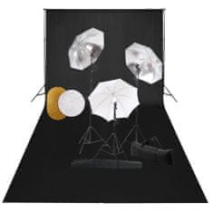 Greatstore Foto studio set s lampami, deštníky, pozadím a odraznou deskou