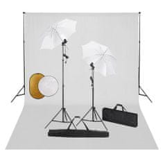 Greatstore Foto studio set se světly, deštníky, pozadím a odraznou deskou