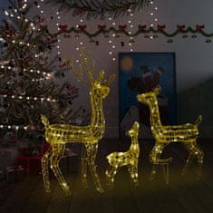 shumee Vánoční dekorace akrylová sobí rodina 300 LED diod teplá bílá