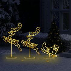 Greatstore Akryloví vánoční létající sobi a sáně 260x21x87 cm teplá bílá