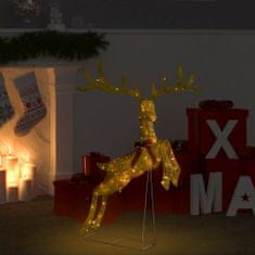 Greatstore Vánoční dekorace létající sob 120 LED teplé bílé zlatá