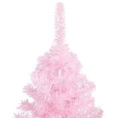 Greatstore Umělý vánoční stromek s LED a sadou koulí růžový 120 cm PVC