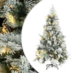 Greatstore Vánoční stromek zasněžený s LED a šiškami 195 cm PVC a PE