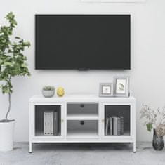 Greatstore TV stolek bílý 105 x 35 x 52 cm ocel a sklo