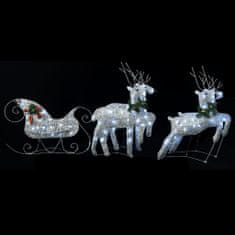 Greatstore Vánoční dekorace sobi a sáně 100 LED venkovní stříbrná