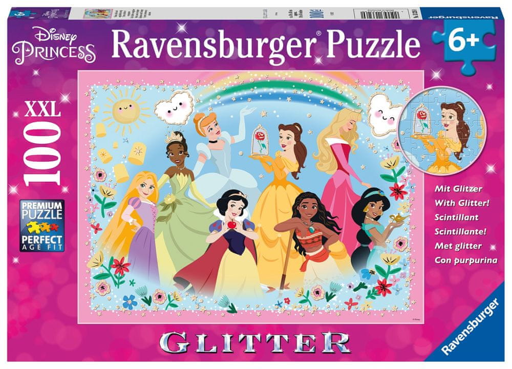 Ravensburger Třpytivé puzzle Disney: Princezny 100 dílků