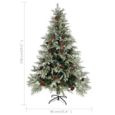 Greatstore Vánoční stromek se šiškami zelenobílý 150 cm PVC a PE