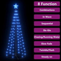 Greatstore Vánoční stromek kužel 100 modrých LED světel 70 x 180 cm