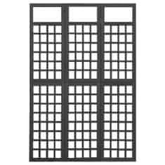 Vidaxl 3dílná dělicí stěna / treláž masivní jedle černá 121 x 180 cm