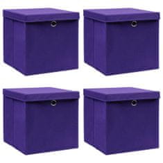 Greatstore Úložné boxy s víky 4 ks fialové 32 x 32 x 32 cm textil