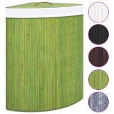 Greatstore Rohový bambusový koš na prádlo zelený 60 l
