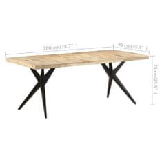 shumee Jídelní stůl 200 x 90 x 76 cm hrubé mangovníkové dřevo