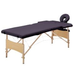 Vidaxl Skládací masážní stůl 2 zóny dřevěný nachový