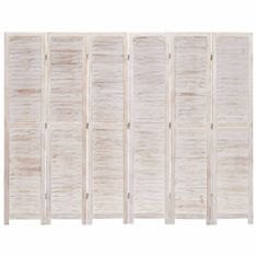 Greatstore 6dílný paraván bílý 210 x 165 cm dřevo