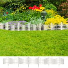 Greatstore Zahradní dekorativní plot 17 ks / 10 m - bílý
