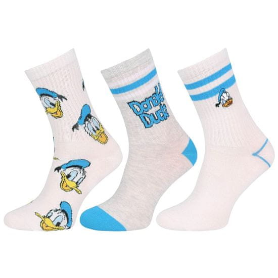 3x Kačer Donald bílo-modré dlouhé ponožky
