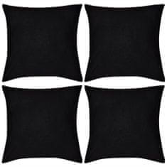 Vidaxl 4 černé povlaky na polštářky bavlna 50 x 50 cm