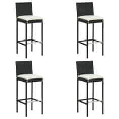 Petromila Zahradní barové stoličky s poduškami 4 ks černé polyratan