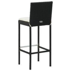 Petromila Zahradní barové stoličky s poduškami 4 ks černé polyratan
