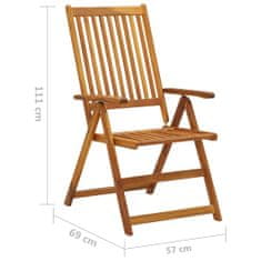 Petromila Skládací zahradní židle s poduškami 3 ks masivní akáciové dřevo