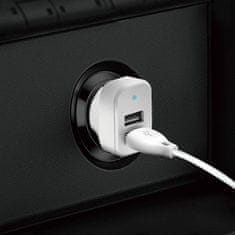 DUDAO nabíječka do auta 2x USB 2.4A + USB kabel 3v1 Lightning / Type C / micro USB kabel (R7) - Bílá KP14093