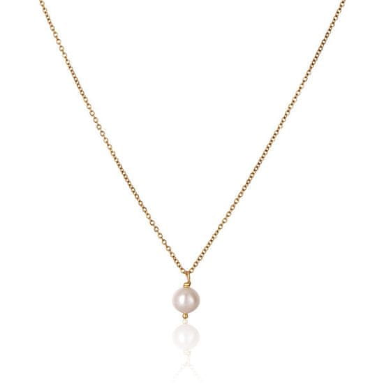 JwL Luxury Pearls Krásný pozlacený náhrdelník s pravou bílou perlou JL0679