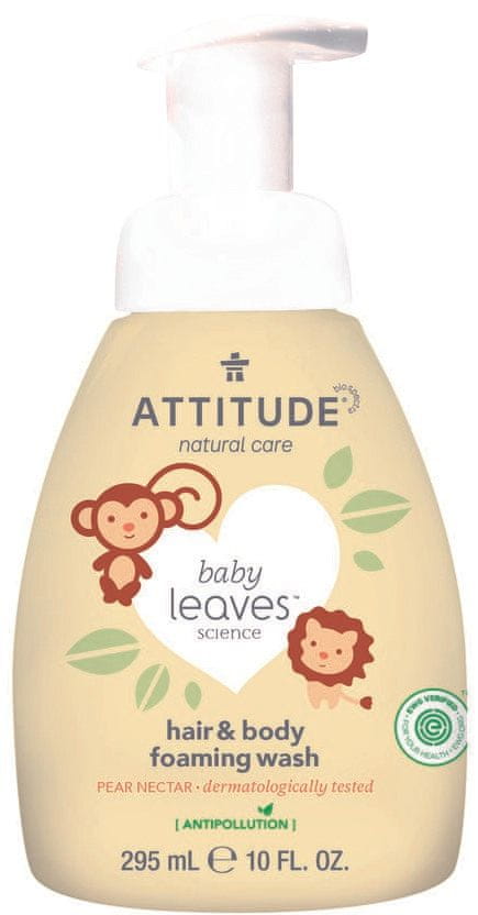 Attitude Dětská mycí pěna (2 v 1) Baby leaves s vůní hruškové šťávy 295 ml