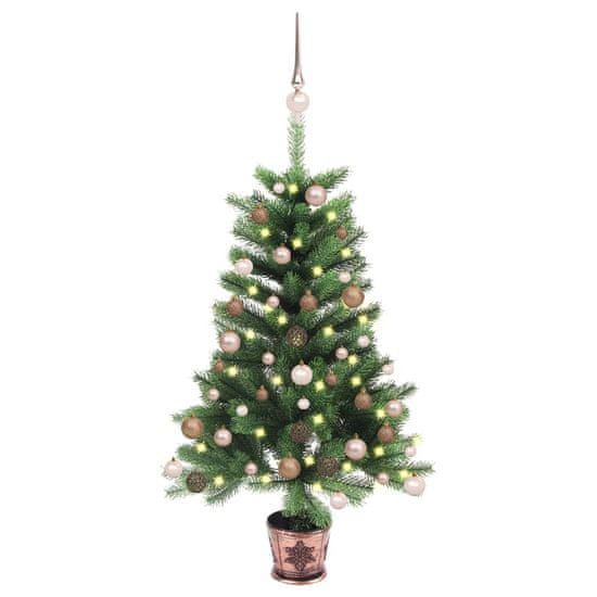 Vidaxl Umělý vánoční stromek s LED diodami a sadou koulí 90 cm zelený