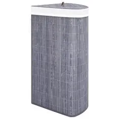 shumee Rohový bambusový koš na prádlo šedý 60 l