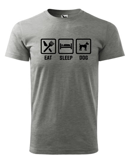 Fenomeno Pánské tričko Eat sleep dog - šedé Velikost: XL